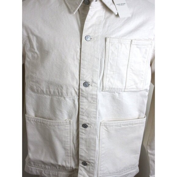 OOBE Brand Men's Button Front Canvas Cotton Chore Coat Natural White NWT - Picture 3 of 8